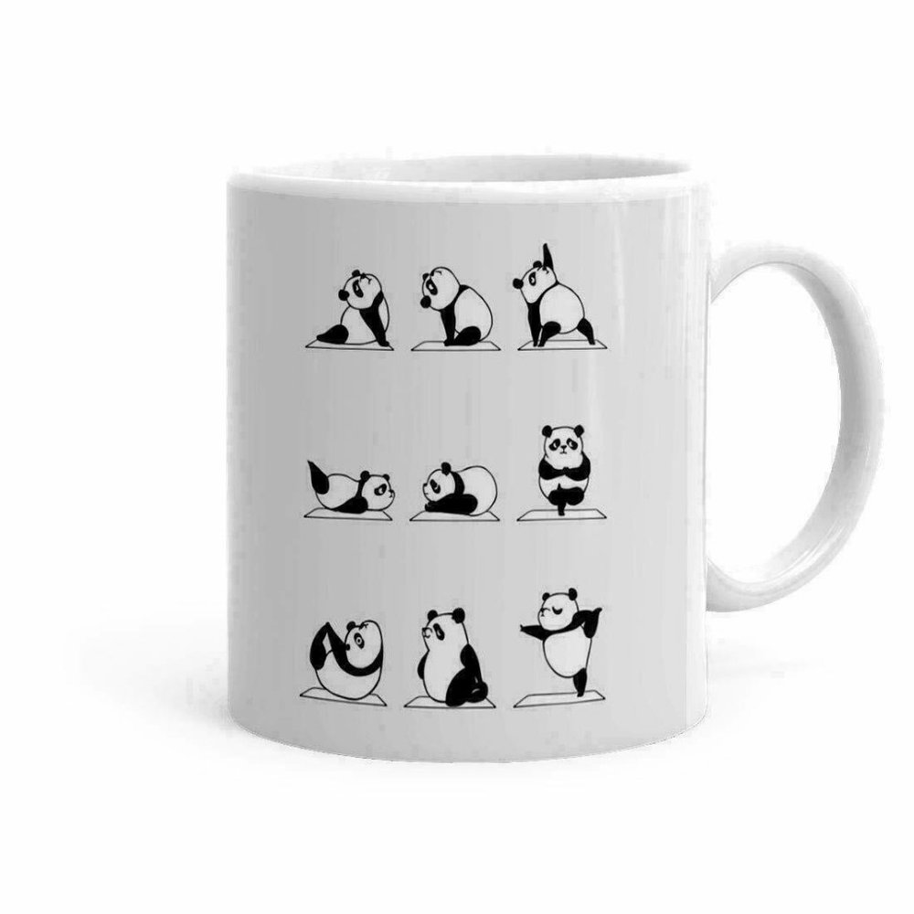 Panda Yoga Theme Printed Ceramic Coffee Ceramic Funny Coffee Mug 11oz